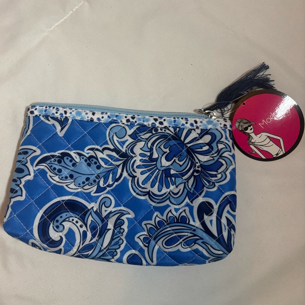 Modella Blue Patterned Makeup Bag